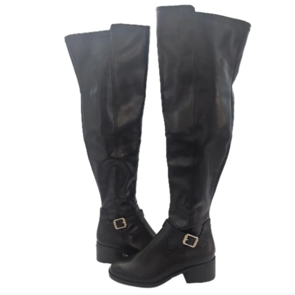 DV Dolce Vita Elyse Black Over The Knee Riding Boots Buckle Detail Women’s 7